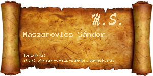Maszarovics Sándor névjegykártya